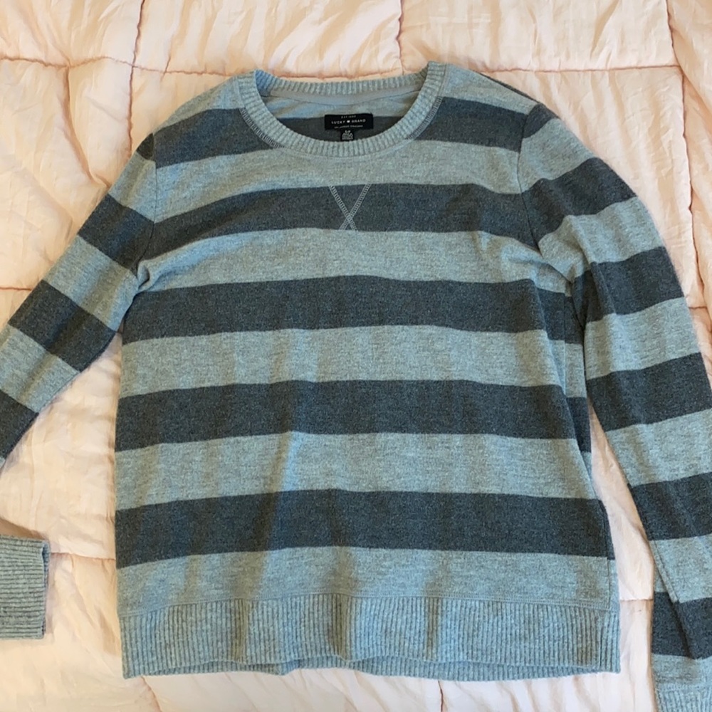 Lucky Brand sweater, grey stripes , size S